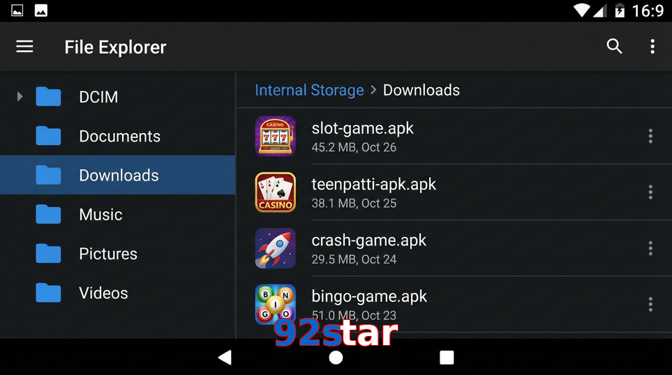 Main screen of 92Star gameapk page for PK players