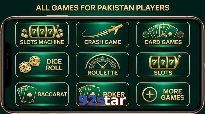 Main screen of 92Star games page for PK players