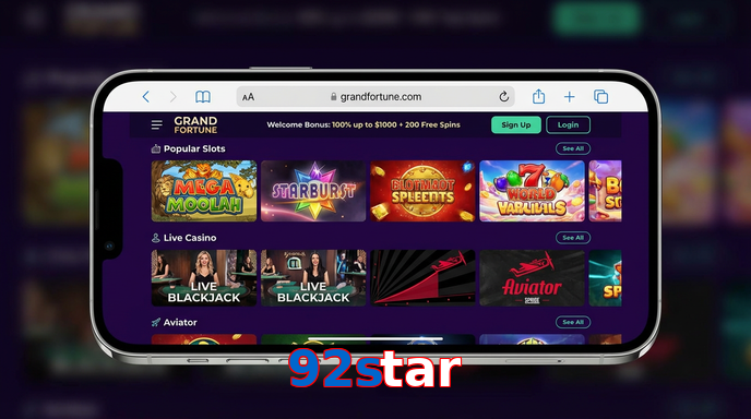 Main screen of 92Star ios page for PK players